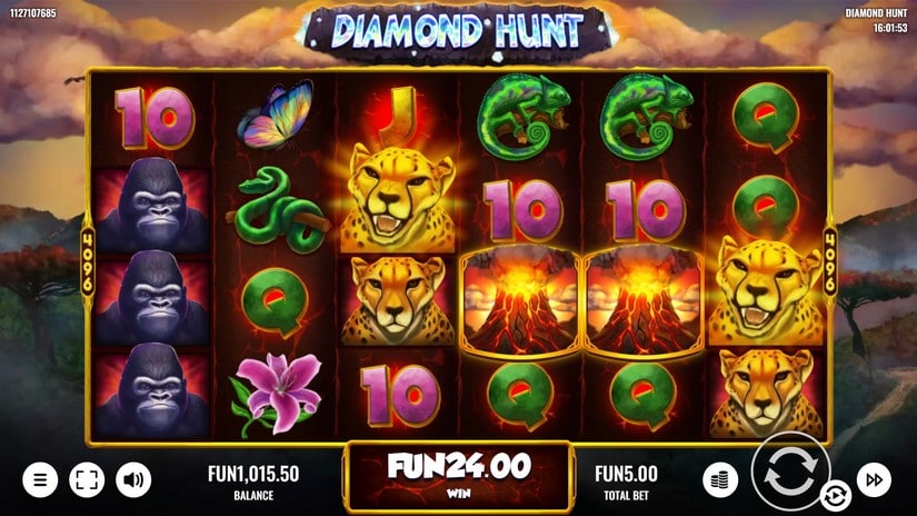 Screenshot videoslot slotmachine Diamond Hunt