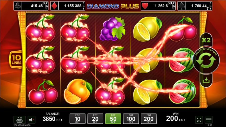 Screenshot videoslot slotmachine Diamond Plus