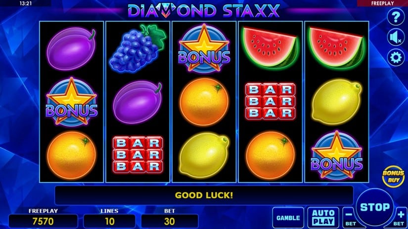 Screenshot videoslot slotmachine Diamond Staxx