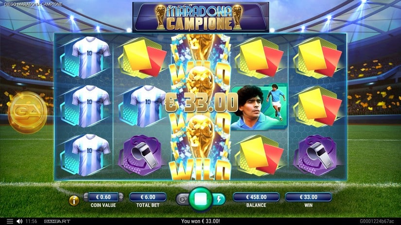 Screenshot videoslot slotmachine Diego Maradona Campione