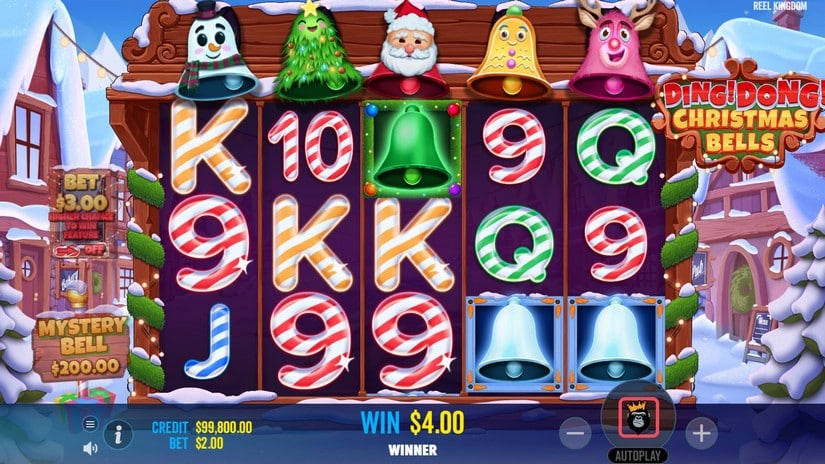 Screenshot videoslot slotmachine Ding Dong Christmas Bells