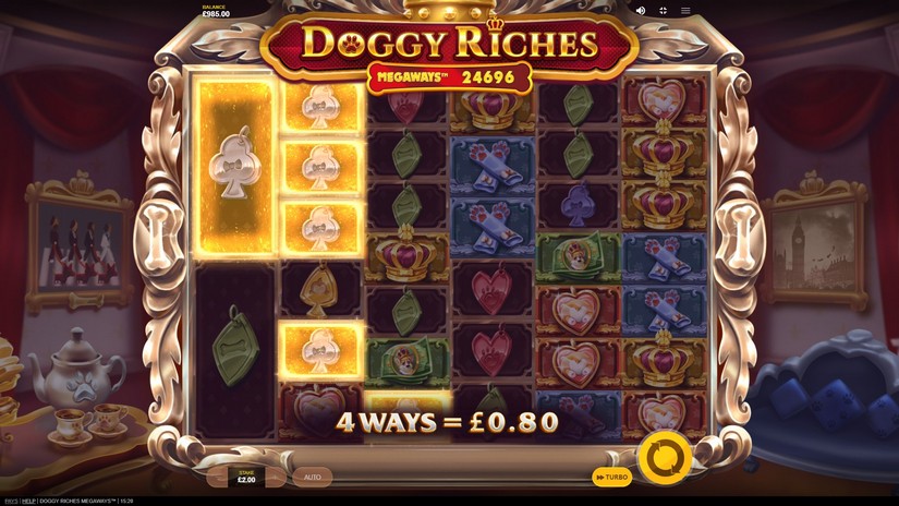 Screenshot videoslot slotmachine Doggy Riches Megaways