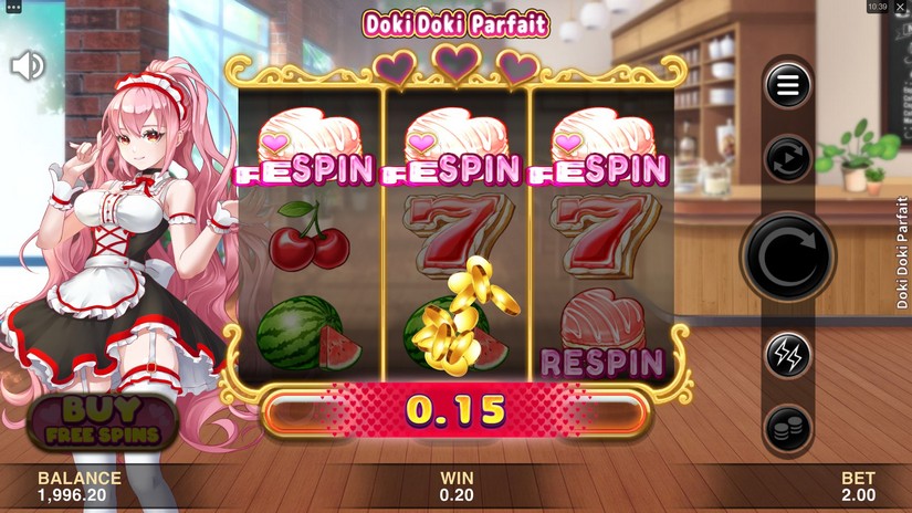 Screenshot videoslot slotmachine Doki Doki Parfait