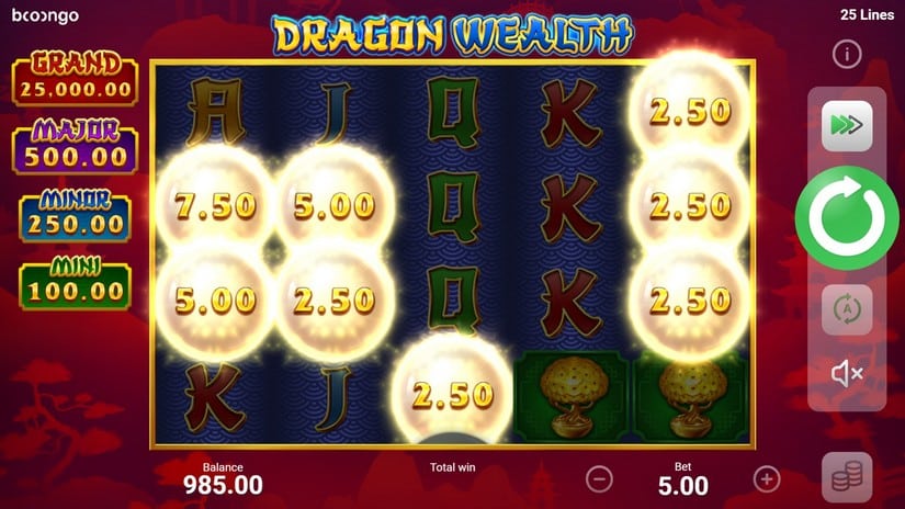 Screenshot videoslot slotmachine Dragon Wealth