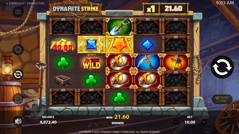 Screenshot videoslot slotmachine Dynamite Strike