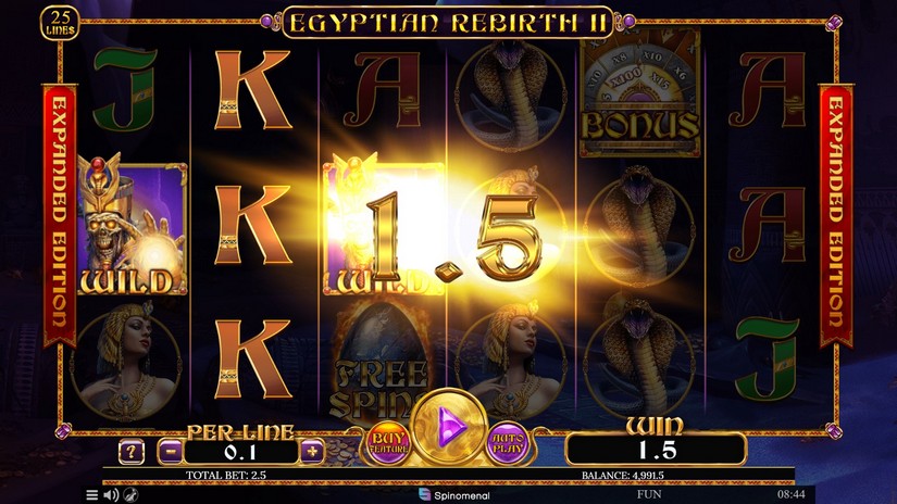 Screenshot videoslot slotmachine Egyptian Rebirth II Expanded Edition