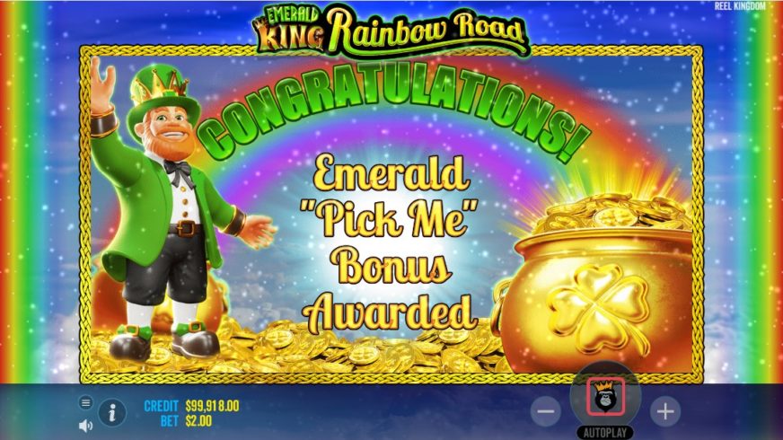 Screenshot videoslot slotmachine Emerald King Rainbow Road