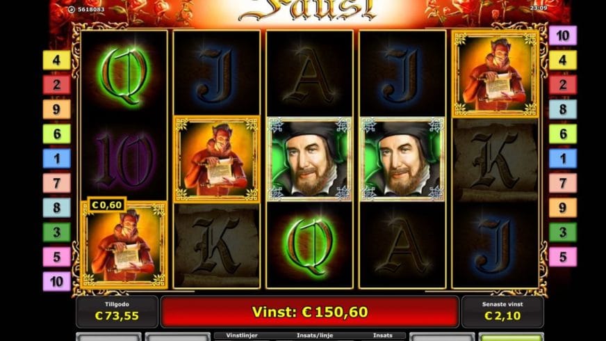 Screenshot videoslot slotmachine Faust