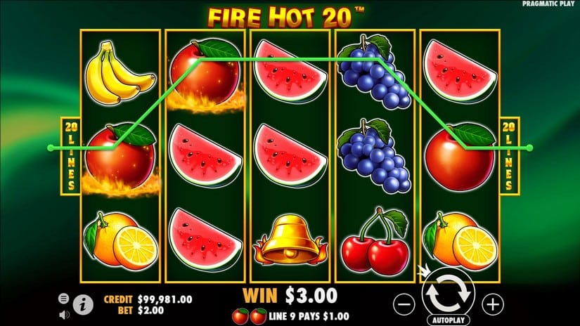 Screenshot videoslot slotmachine Fire Hot 20