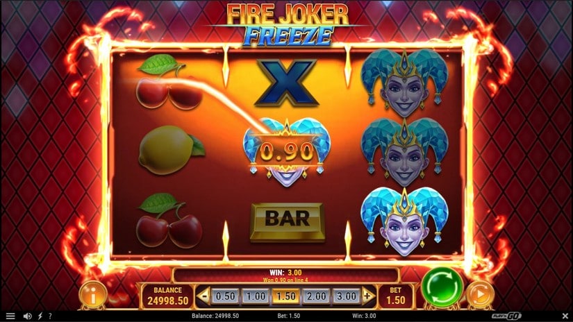 Screenshot videoslot slotmachine Fire Joker Freeze