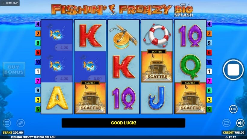 Screenshot videoslot slotmachine Fishin Frenzy The Big Splash