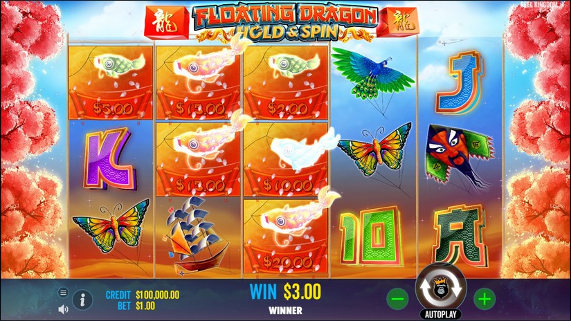 Screenshot videoslot slotmachine Floating Dragon