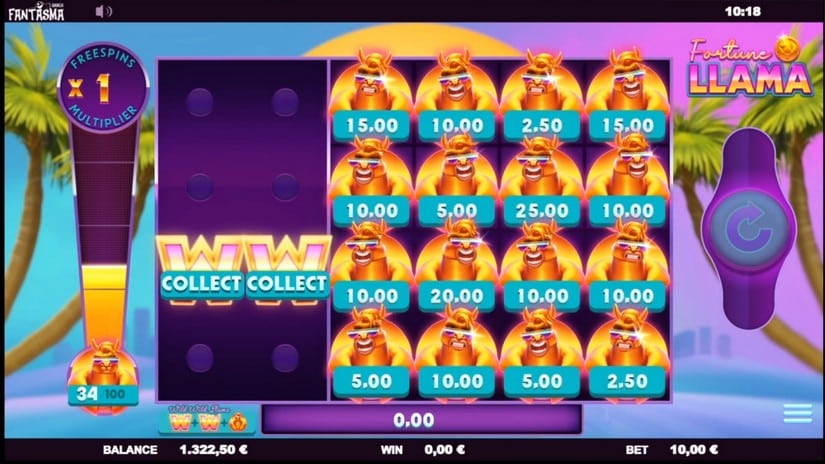 Screenshot videoslot slotmachine Fortune Llama