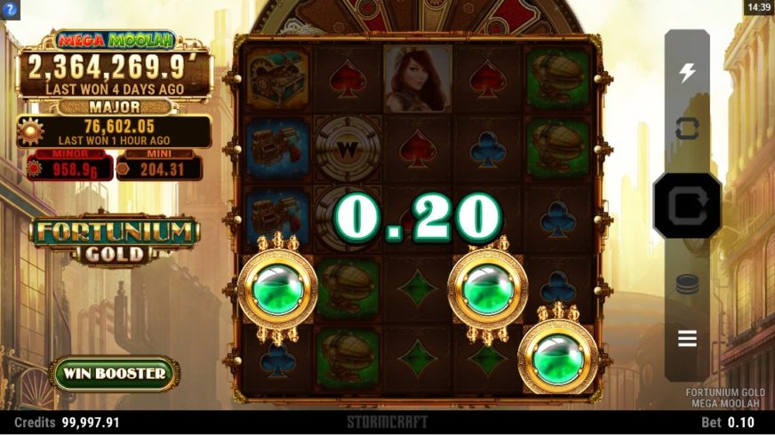 Screenshot videoslot slotmachine Fortunium Gold Mega Moolah