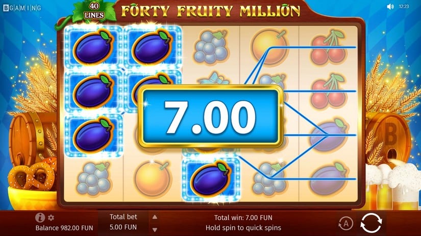 Screenshot videoslot slotmachine Forty Fruity Million