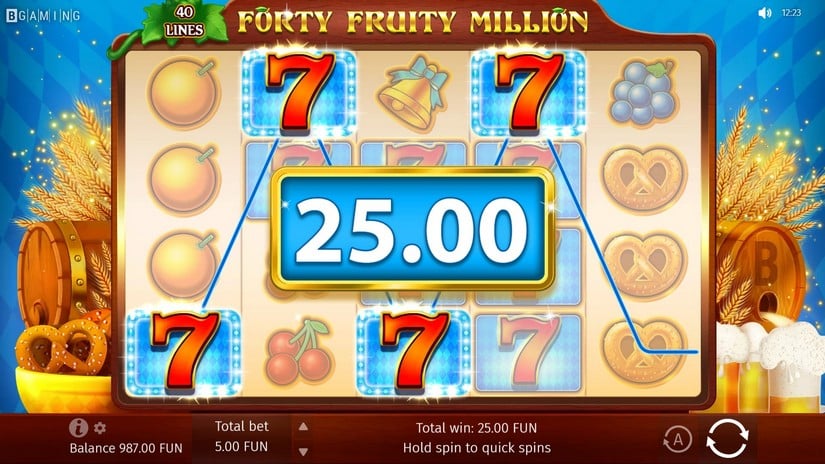 Screenshot videoslot slotmachine Forty Fruity Million