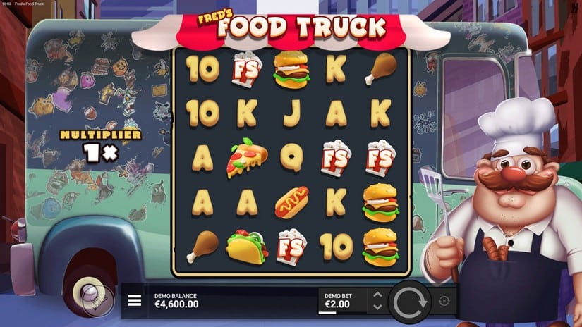 Screenshot videoslot slotmachine Fred’s Food Truck