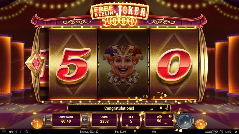 Screenshot videoslot slotmachine Free Reelin Joker 1000