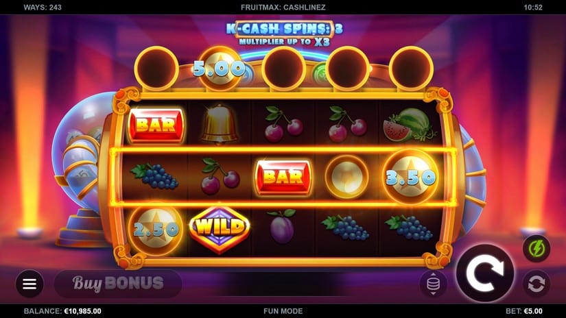 Screenshot videoslot slotmachine Fruit Max Cashlinez