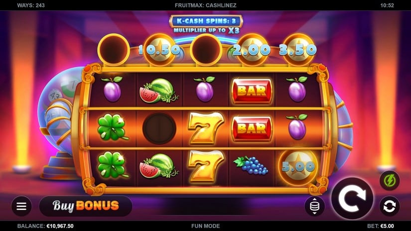 Screenshot videoslot slotmachine Fruit Max Cashlinez