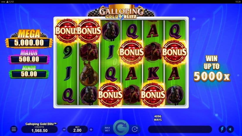 Screenshot videoslot slotmachine Galloping Gold Blitz