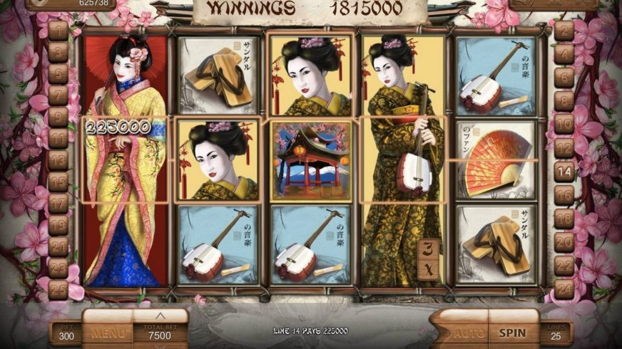 Screenshot videoslot slotmachine Geisha