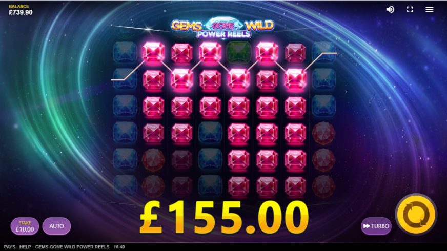 Screenshot videoslot slotmachine Gems Gone Wild: Power Reels