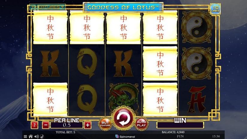 Screenshot videoslot slotmachine Goddess Of Lotus 10 Lines