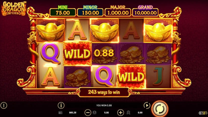 Screenshot videoslot slotmachine Golden Dragon Inferno