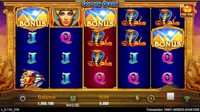 Screenshot videoslot slotmachine Golden Queen