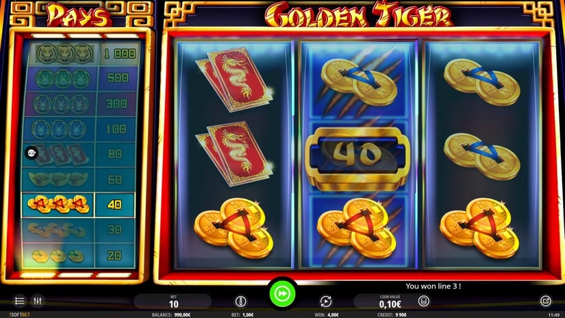 Screenshot videoslot slotmachine Golden Tiger