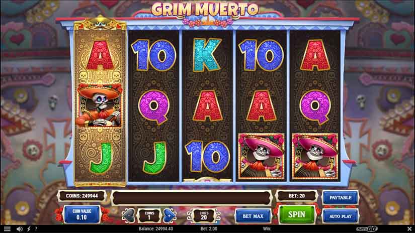 Screenshot videoslot slotmachine Grim Muerto