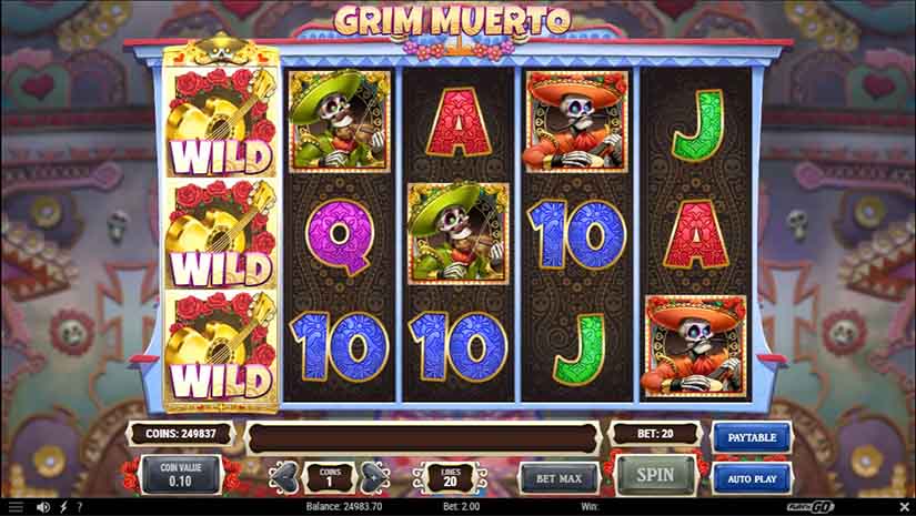 Screenshot videoslot slotmachine Grim Muerto