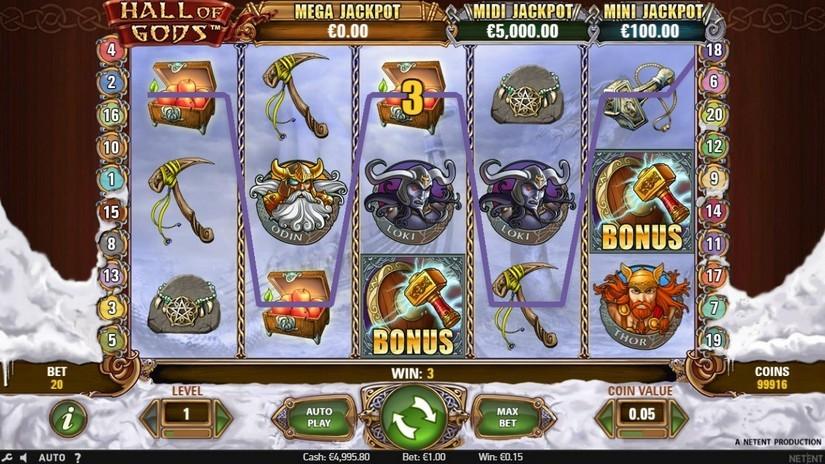 Screenshot videoslot slotmachine Hall of Gods