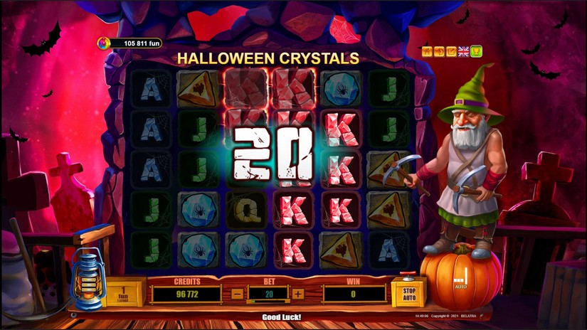 Screenshot videoslot slotmachine Halloween Crystals