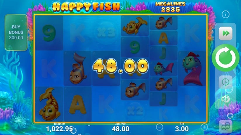 Screenshot videoslot slotmachine Happy Fish