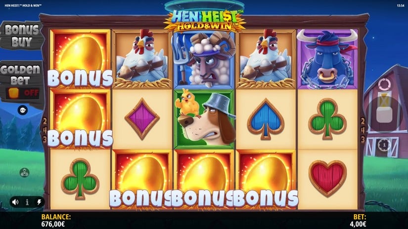 Screenshot videoslot slotmachine Hen Heist: Hold & Win