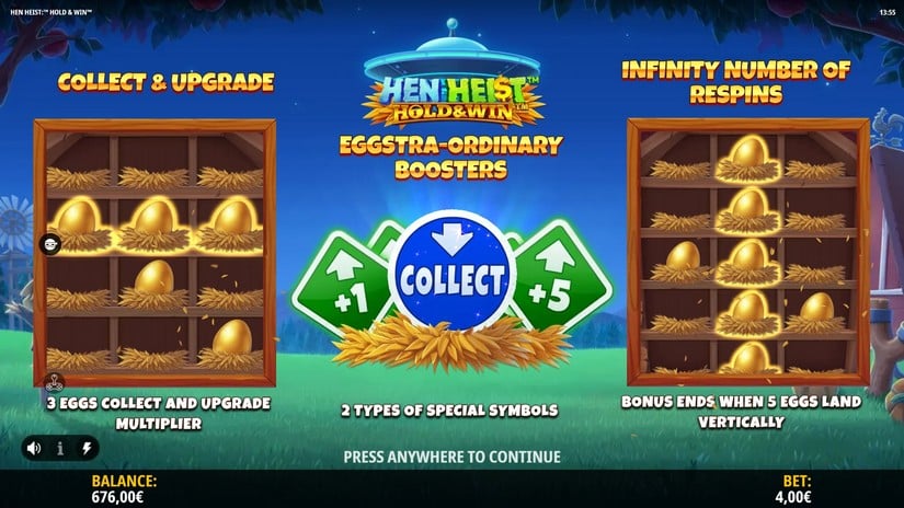 Screenshot videoslot slotmachine Hen Heist: Hold & Win