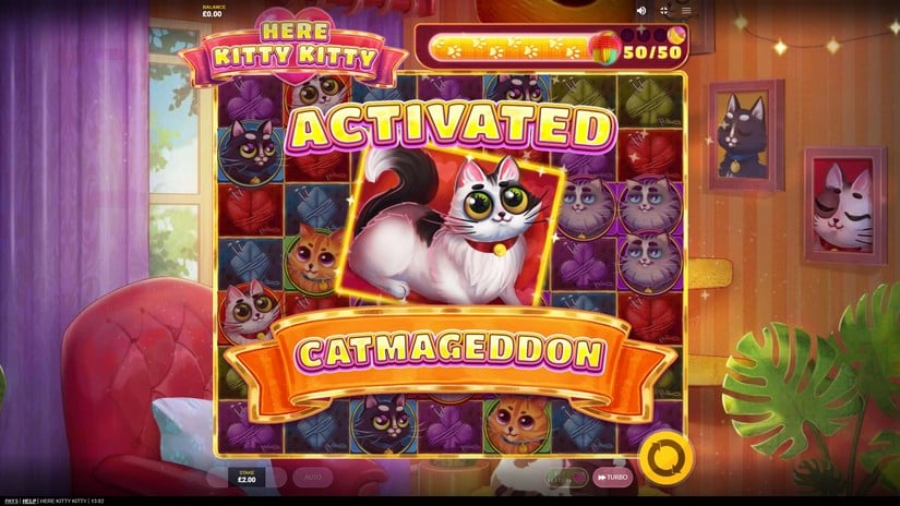 Screenshot videoslot slotmachine Here Kitty Kitty