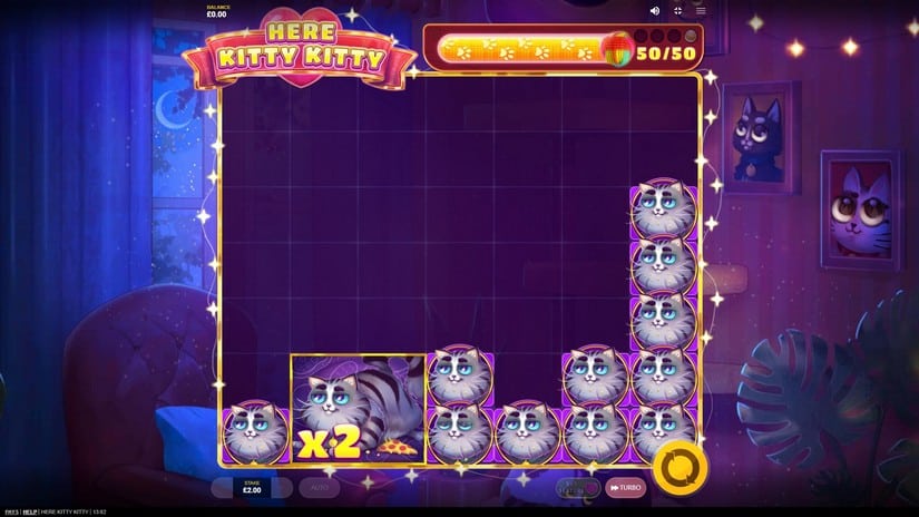 Screenshot videoslot slotmachine Here Kitty Kitty