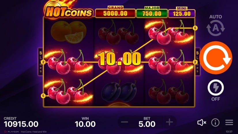 Screenshot videoslot slotmachine Hot Coins: Hold and Win