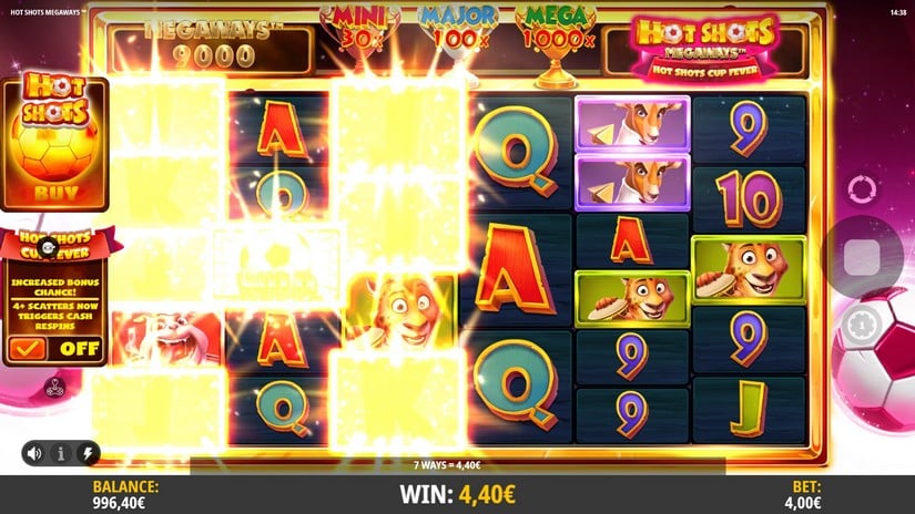 Screenshot videoslot slotmachine Hot Shots Megaways