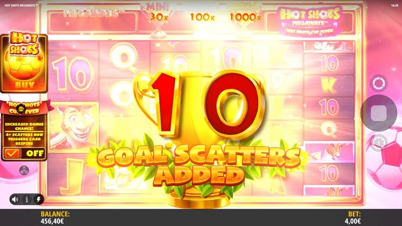 Screenshot videoslot slotmachine Hot Shots Megaways