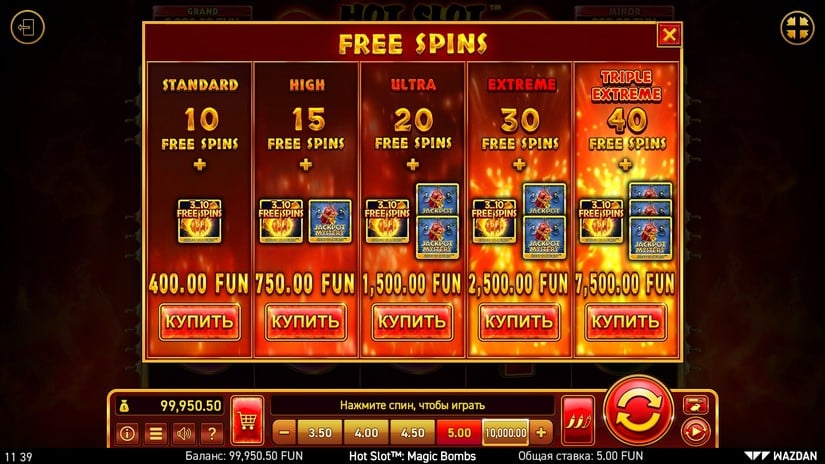 Screenshot videoslot slotmachine Hot Slot™: Magic Bombs