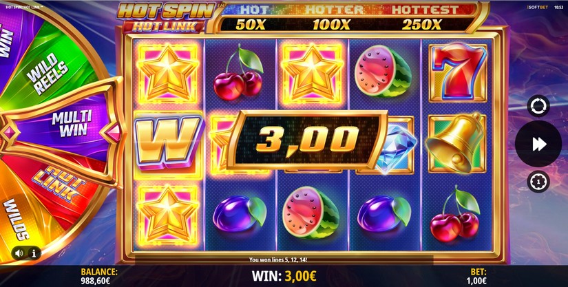 Screenshot videoslot slotmachine Hot Spin Hot Link