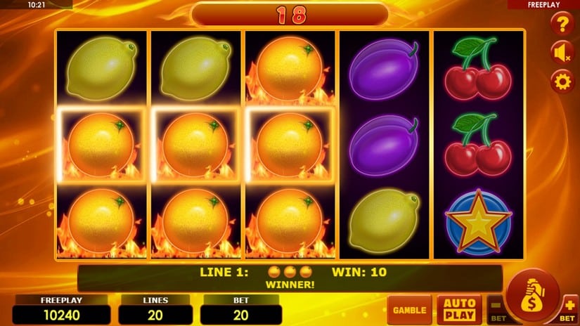 Screenshot videoslot slotmachine Hottest Fruits 20