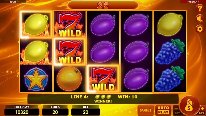 Screenshot videoslot slotmachine Hottest Fruits 20