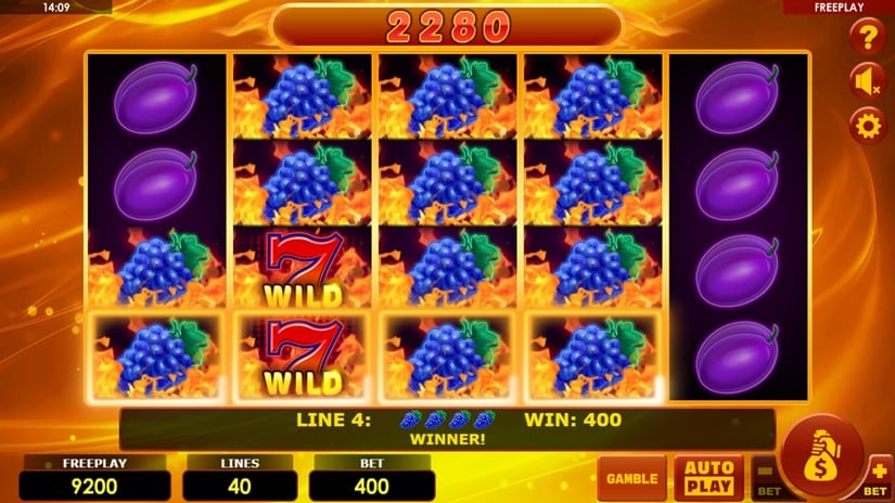 Screenshot videoslot slotmachine Hottest Fruits 40