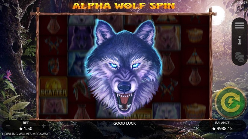 Screenshot videoslot slotmachine Howling Wolves Megaways