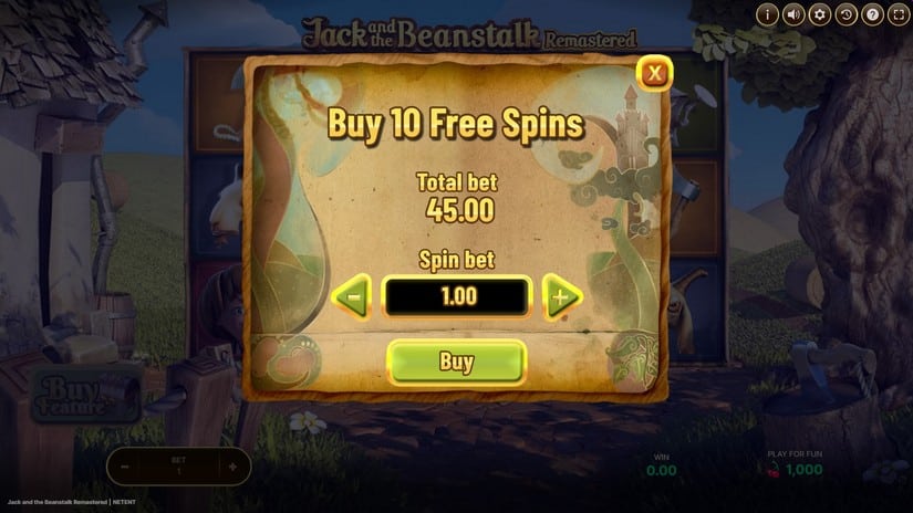 Screenshot videoslot slotmachine Jack and the Beanstalk Remastered